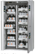 Kombinovaná bezpečnostní skříň s požární odolností 90min_L-6x zásuvka, ocelový poplastovaný plech, P-6x výsuvná police s plastovými olejovými vanami